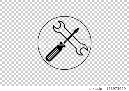 Repair Tools Icon With Crossed Wrench and Screwdriver Inside Circle for Maintenance and Service 138973629