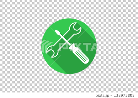 Green Tools Icon With Wrench And Screwdriver Maintenance, Repair And Settings Symbol 138973805