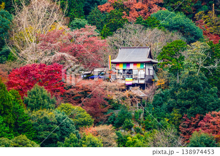 京都嵯峨　大河内山荘より大悲閣（千光寺）を望む 138974453