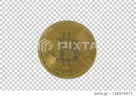 Physical bit coin on dark background with transparent background concept. Physical bit coin on dark background with transparent background concept. 138974471