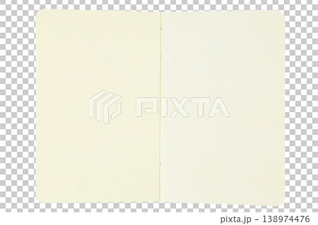 Open blank notebook with cream pages on transparent background. Open blank notebook with cream pages on transparent background. 138974476