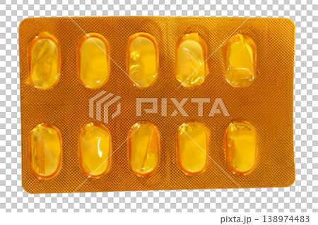 Empty medicine blister pack isolated on transparent background. Empty medicine blister pack isolated on transparent background. 138974483