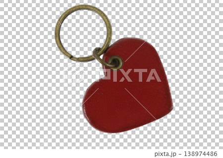 Red heart shaped keychain isolated on transparent background. Red heart shaped keychain isolated on transparent background. 138974486