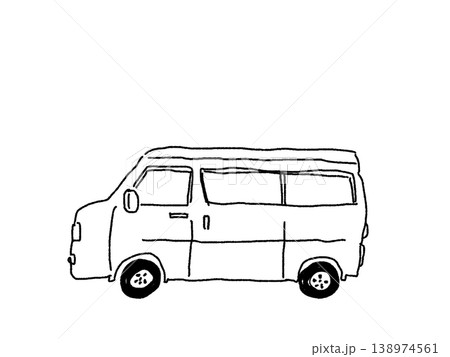 送迎車、車、バン、乗り物、線画、 138974561