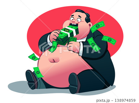 Conceptual Illustration of Extreme Greed and Financial Dishonesty 138974859