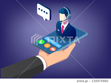 Customer Support Service via Smartphone Isometric Illustration 138974860