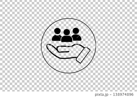 Hand Holding Group Icon Representing Community Support, Team Care, Customer Service and Social Responsibility 138974896