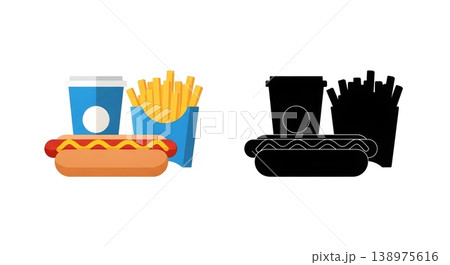 Delicious Fast Food Meal Combo Hot Dog Fries Drink 138975616