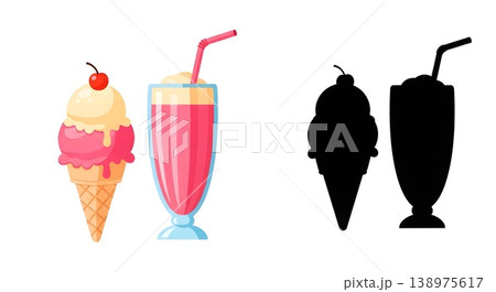 Delicious Ice Cream Cone Milkshake Sweet Treats Refreshing Delicious Ice Cream Cone Milkshake Sweet Treats Refreshing 138975617