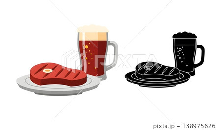 Delicious Grilled Steak And Refreshing Beer Beverage Meal 138975626