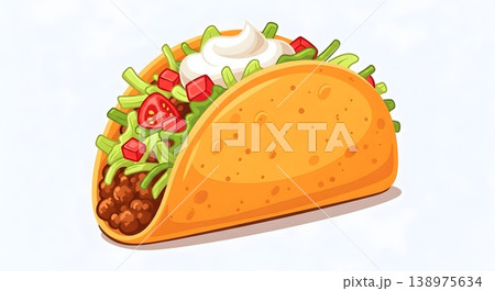 Delicious Mexican Taco Dish Fresh Ingredients Ready To Eat 138975634