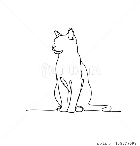 Elegant Continuous Line Art Drawing of a Graceful Cat Elegant Continuous Line Art Drawing of a Graceful Cat 138975698