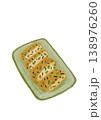 お皿に乗った四つの枝豆ひじきの卵焼き 138976260