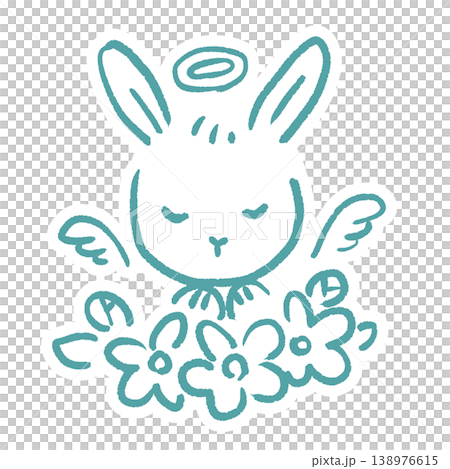 Illustration of a rabbit going to heaven Illustration of a rabbit going to heaven 138976615