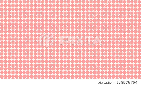 サーモンピンク×白の四角幾何学タイルパターン背景 138976764