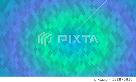 ブルーグリーングラデーションひし形パターン背景 138976916
