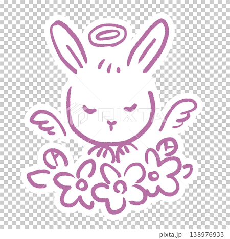 Illustration of a rabbit going to heaven Illustration of a rabbit going to heaven 138976933