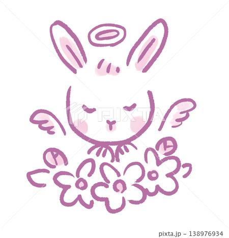 目を閉じたウサギのイラスト 138976934