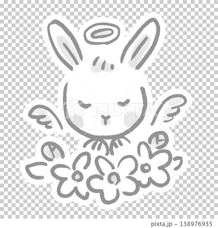 Illustration of a rabbit who became an angel Illustration of a rabbit who became an angel 138976935