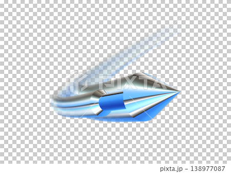 A 3D illustration of a blue arrow with a sense of speed. 138977087