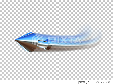 A 3D illustration of a blue arrow with a sense of speed. 138977088