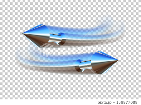 A 3D illustration of a blue arrow with a sense of speed. 138977089