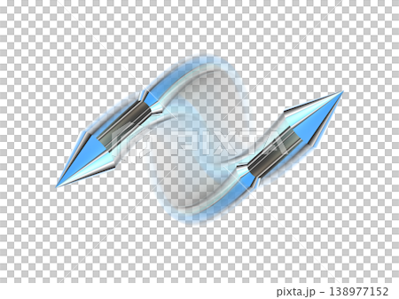 A 3D illustration of a blue arrow with a sense of speed. A 3D illustration of a blue arrow with a sense of speed. 138977152
