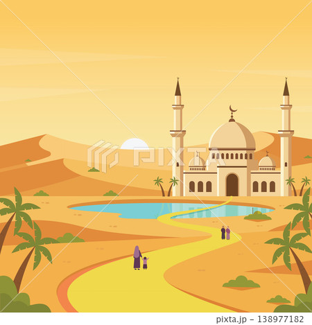 Golden Path Leading Toward Silent Sanctuary Flat Design Golden Path Leading Toward Silent Sanctuary Flat Design 138977182