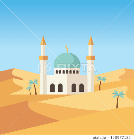 Turquoise Dome Resting In Desert Stillness Flat Design Turquoise Dome Resting In Desert Stillness Flat Design 138977183
