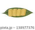 葉っぱに乗った四つのだし巻き卵 138977376