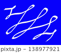 Abstract white lines forming artistic shapes on a vibrant blue background, creating a modern and dynamic visual composition 138977921