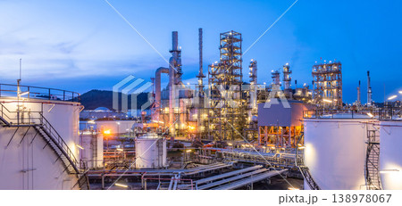 Oil and Gas refinery plant at night, Global business energy logistic transportation, Oil and gas refinery petrochemical industrial, Petrochemical refinery industrial energy supply chain. 138978067