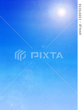 水彩風青空に輝く太陽・縦 水彩風青空に輝く太陽・縦 138978158