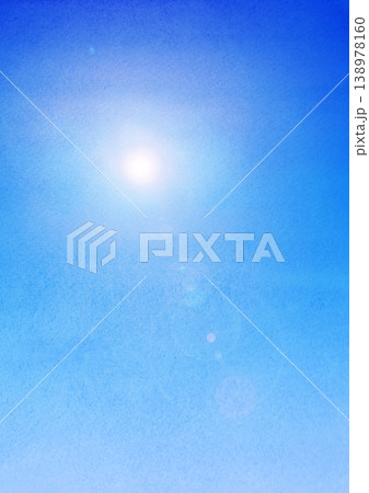 水彩風青空に輝く太陽・縦 138978160