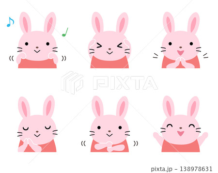 手遊びをするウサギのイラストセット 主線なし 138978631