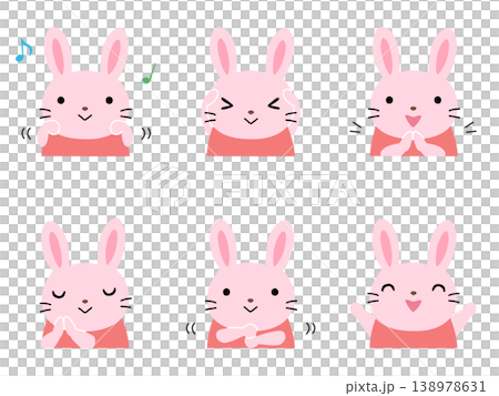 手遊びをするウサギのイラストセット 主線なし 138978631