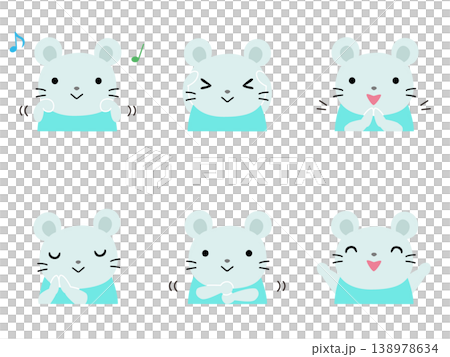 手遊びをするネズミのイラストセット 主線なし 138978634