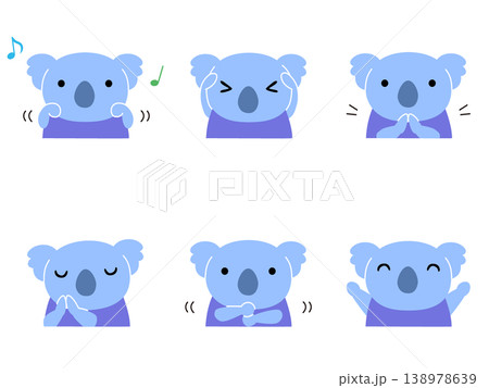 手遊びをするコアラのイラストセット 主線なし 138978639