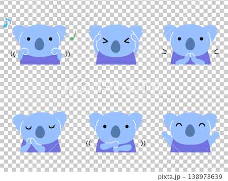 手遊びをするコアラのイラストセット 主線なし 138978639