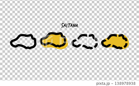 黒と黄色の埼玉県の地図の手書きベクターイラスト 138978938