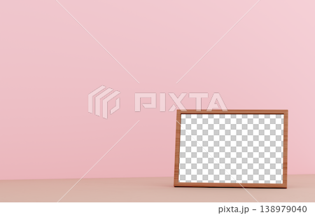 3D素材_写真立て_ピンク背景 138979040