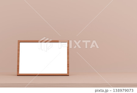 3D素材_写真立て_ベージュ背景 3D素材_写真立て_ベージュ背景 138979073