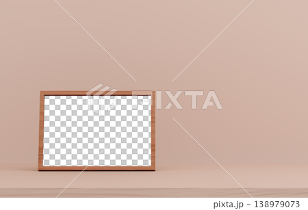 3D素材_写真立て_ベージュ背景 3D素材_写真立て_ベージュ背景 138979073
