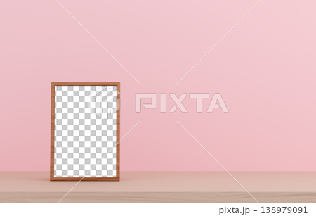 3D素材_写真立て_ピンク背景 3D素材_写真立て_ピンク背景 138979091