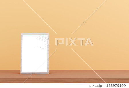 3D素材_写真立て_黄色背景 3D素材_写真立て_黄色背景 138979109