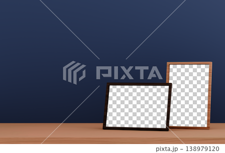 3D Material_Photo Frame_Navy Background 138979120