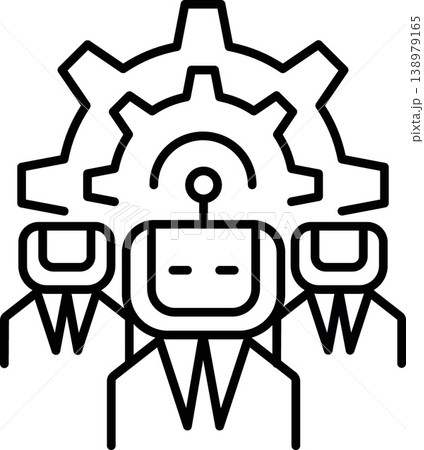Ai robot icon team leadership technology outline gear automation teamwork digital 138979165