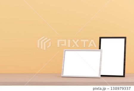 3D素材_写真立て_黄色背景 3D素材_写真立て_黄色背景 138979337