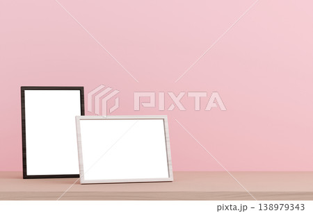3D素材_写真立て_ピンク背景 138979343