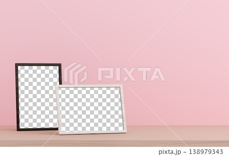 3D素材_写真立て_ピンク背景 138979343